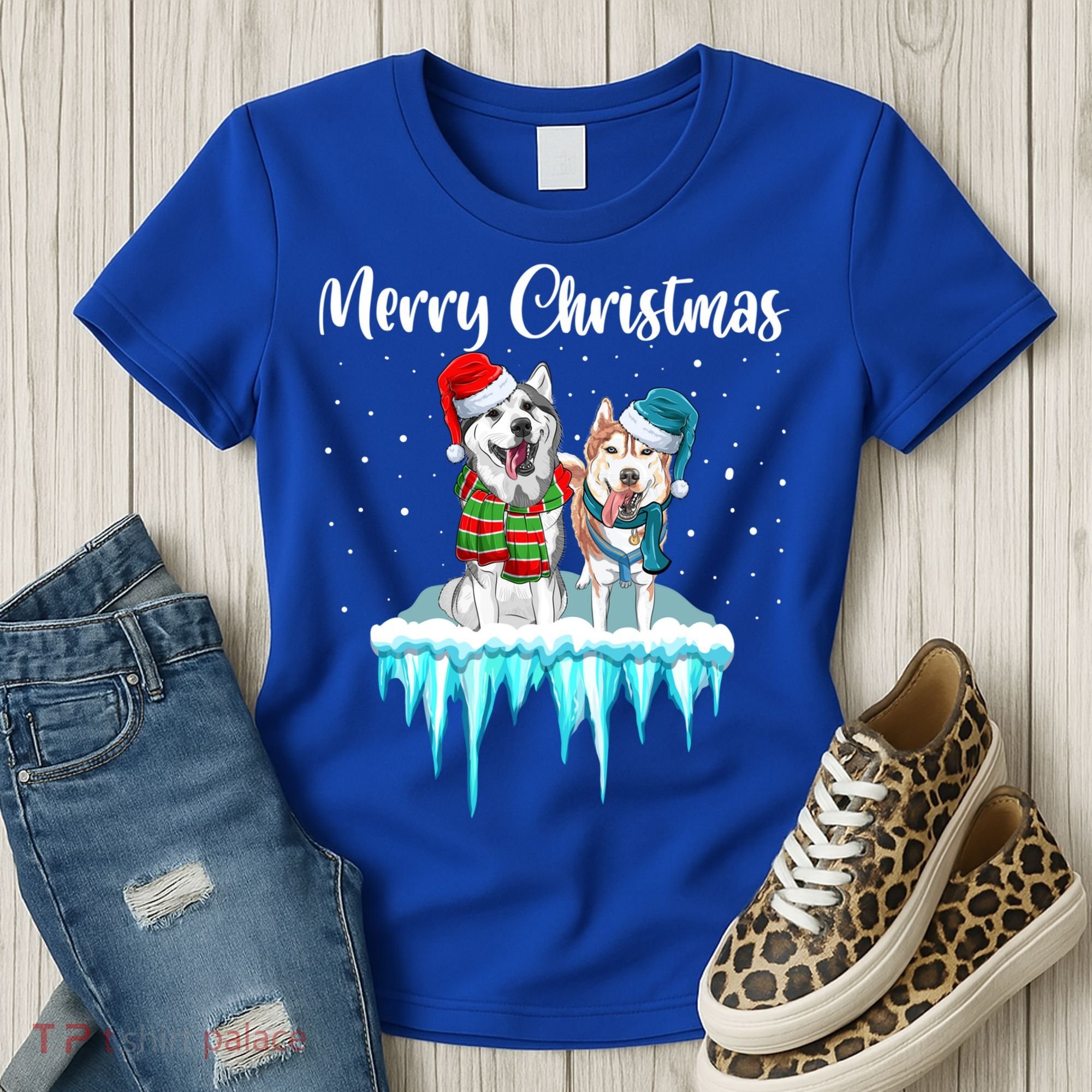 Merry Christmas Siberian Husky Chistmas Season Gift Women's T-Shirt