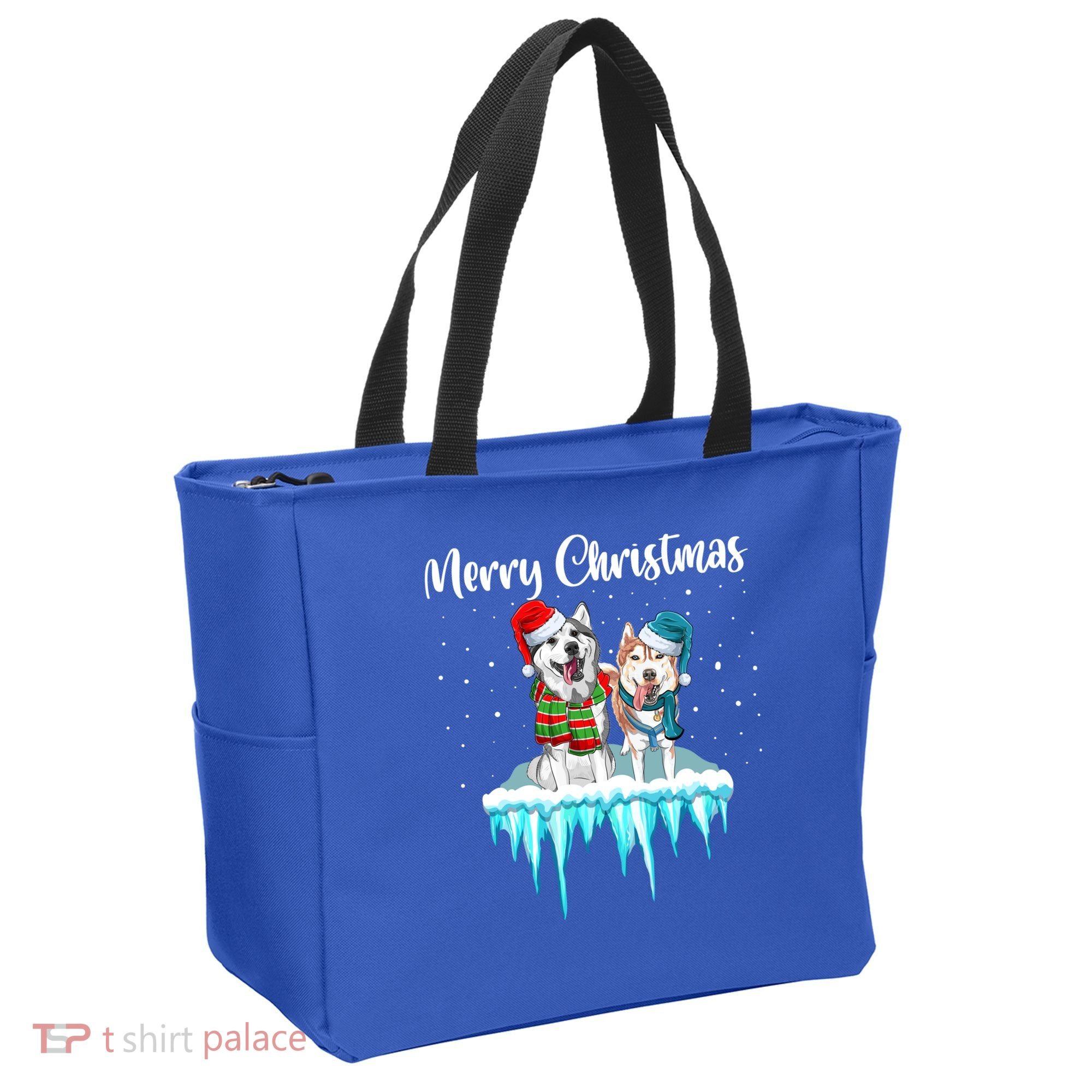 Merry Christmas Siberian Husky Chistmas Season Gift Tote Bag