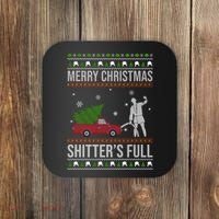 Merry Christmas Shitters Full Funny Ugly Coaster thumb 0