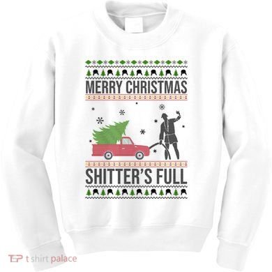Merry Christmas Shitters Full Funny Ugly Kids Sweatshirt