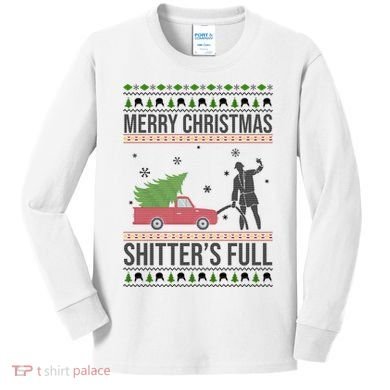 Merry Christmas Shitters Full Funny Ugly Kids Long Sleeve Shirt