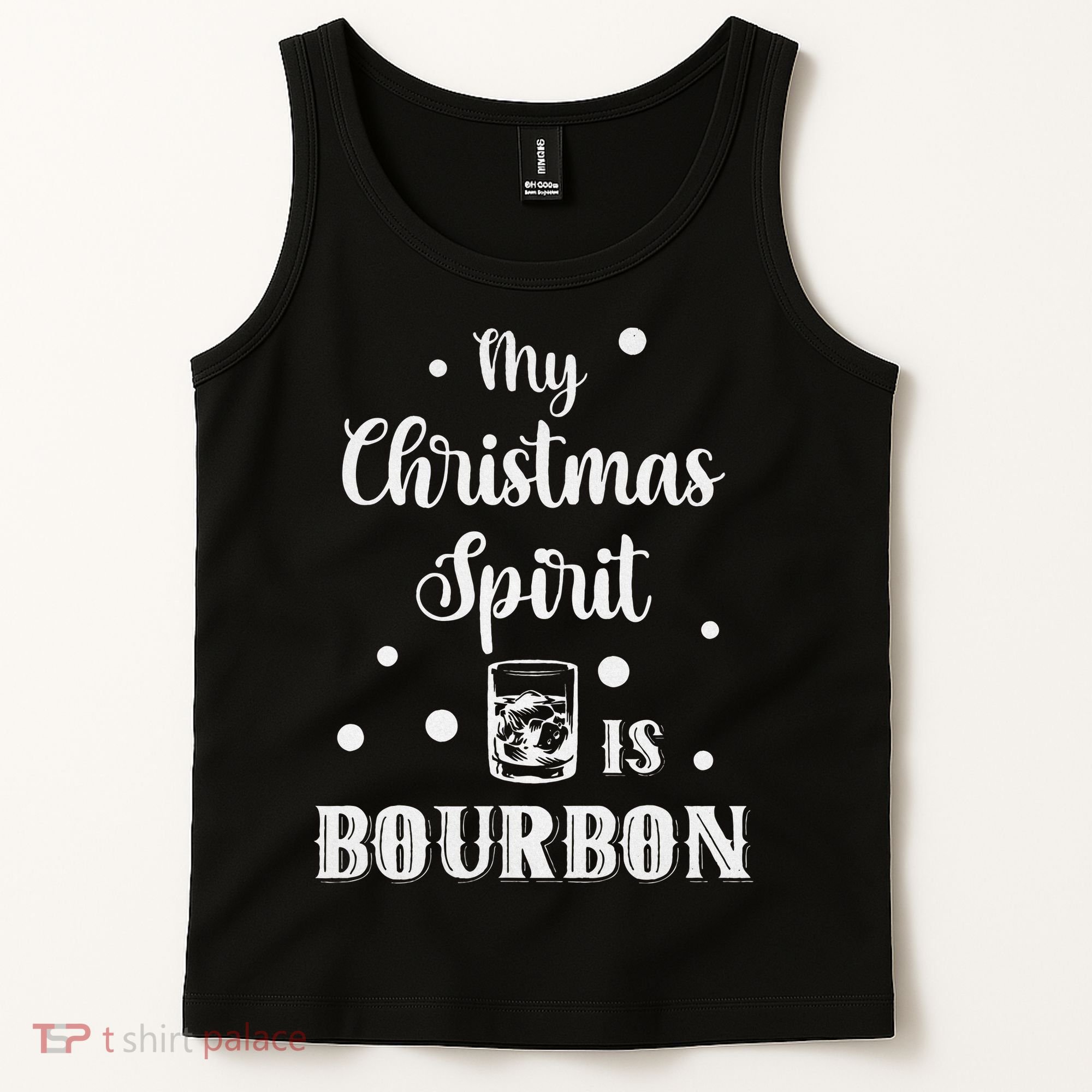 My Christmas Spirit Is Bourbon Funny Holiday Liquor Drinker Tank Top