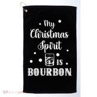 My Christmas Spirit Is Bourbon Funny Holiday Liquor Drinker Golf Towel thumb 0