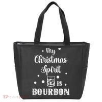My Christmas Spirit Is Bourbon Funny Holiday Liquor Drinker Tote Bag thumb 0