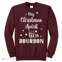 My Christmas Spirit Is Bourbon Funny Holiday Liquor Drinker Sweatshirt thumb 0