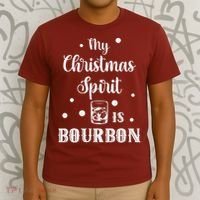 My Christmas Spirit Is Bourbon Funny Holiday Liquor Drinker T-Shirt thumb 3