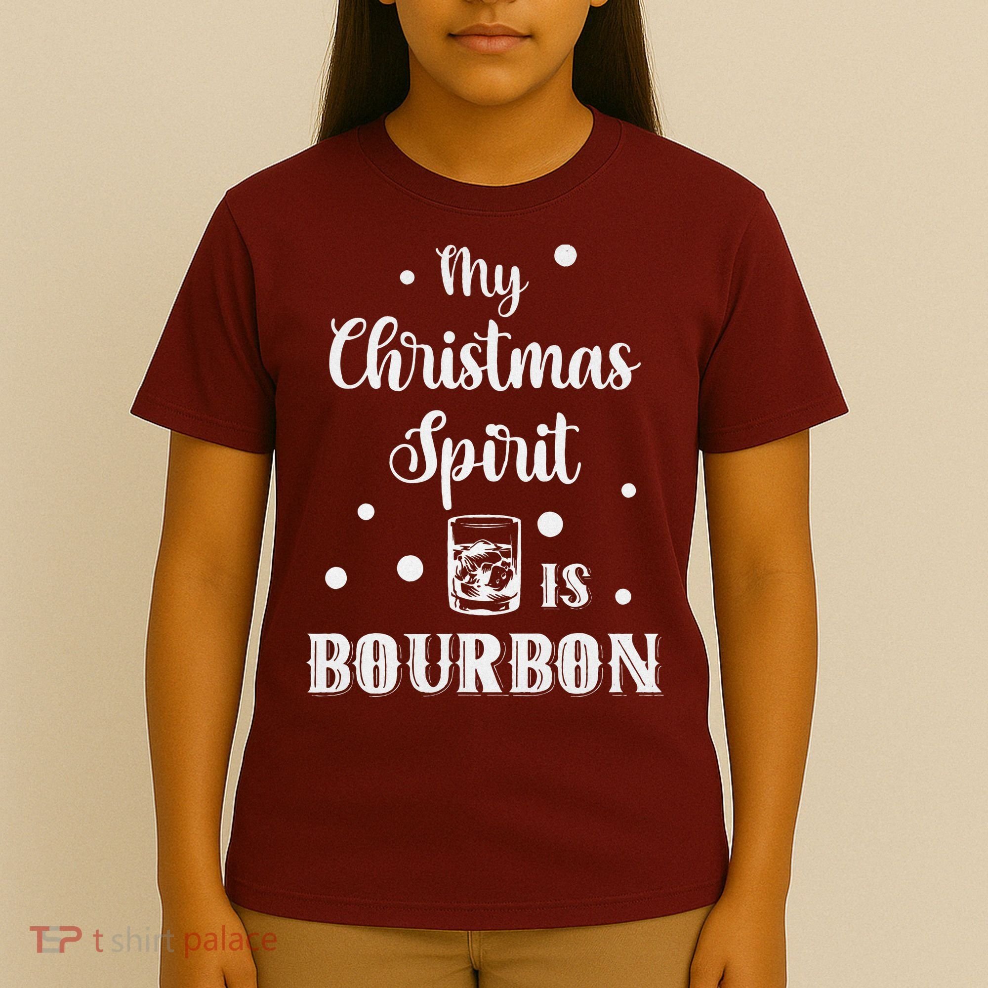 My Christmas Spirit Is Bourbon Funny Holiday Liquor Drinker T-Shirt