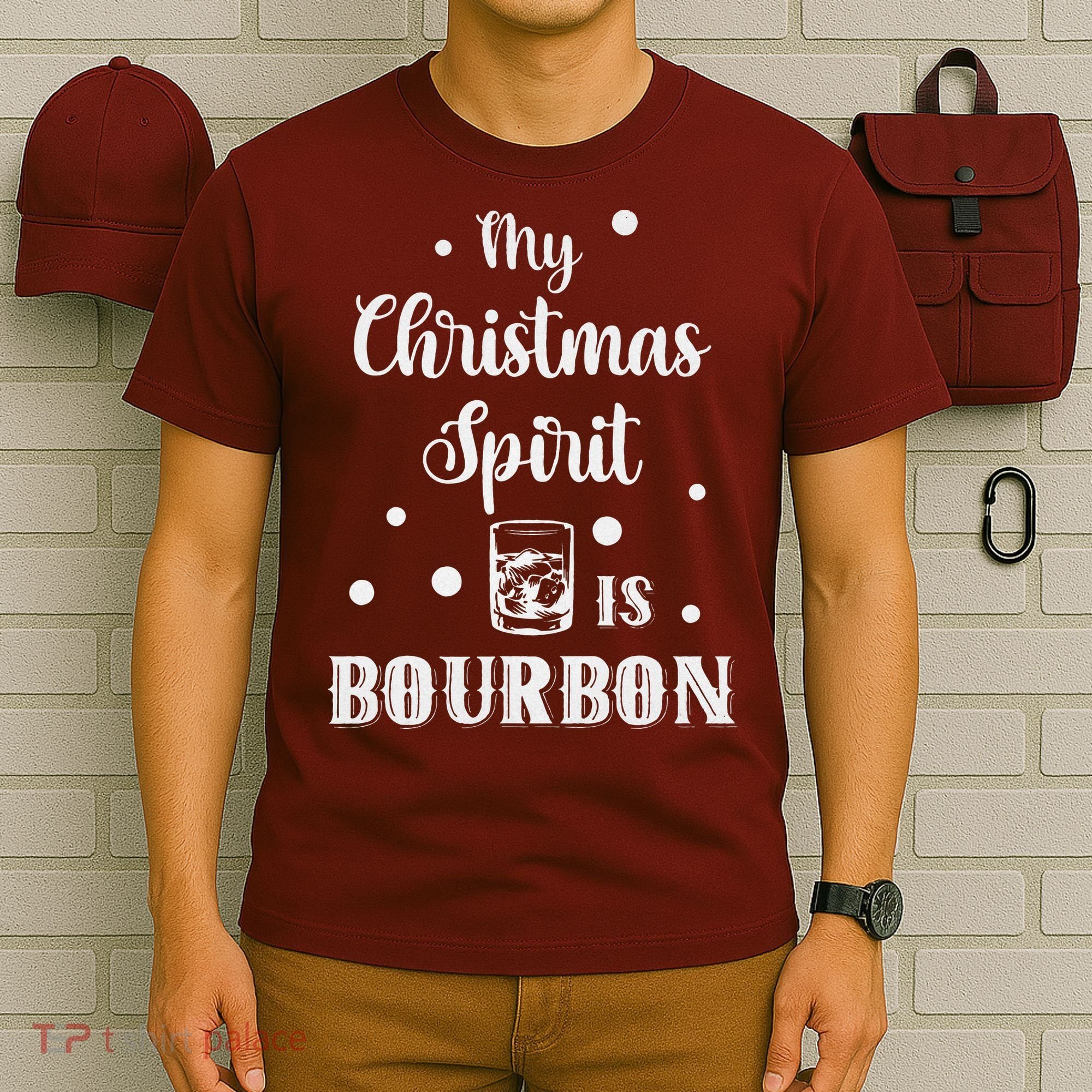My Christmas Spirit Is Bourbon Funny Holiday Liquor Drinker T-Shirt