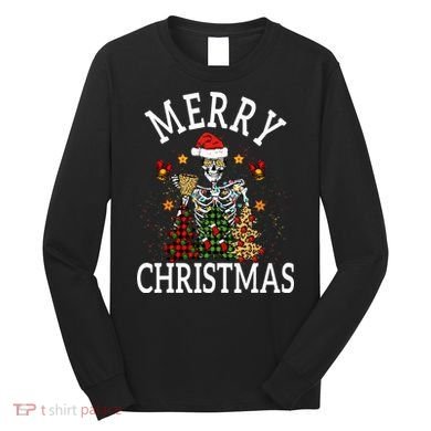 Merry Christmas Skull Skeleton funny  Long Sleeve Shirt