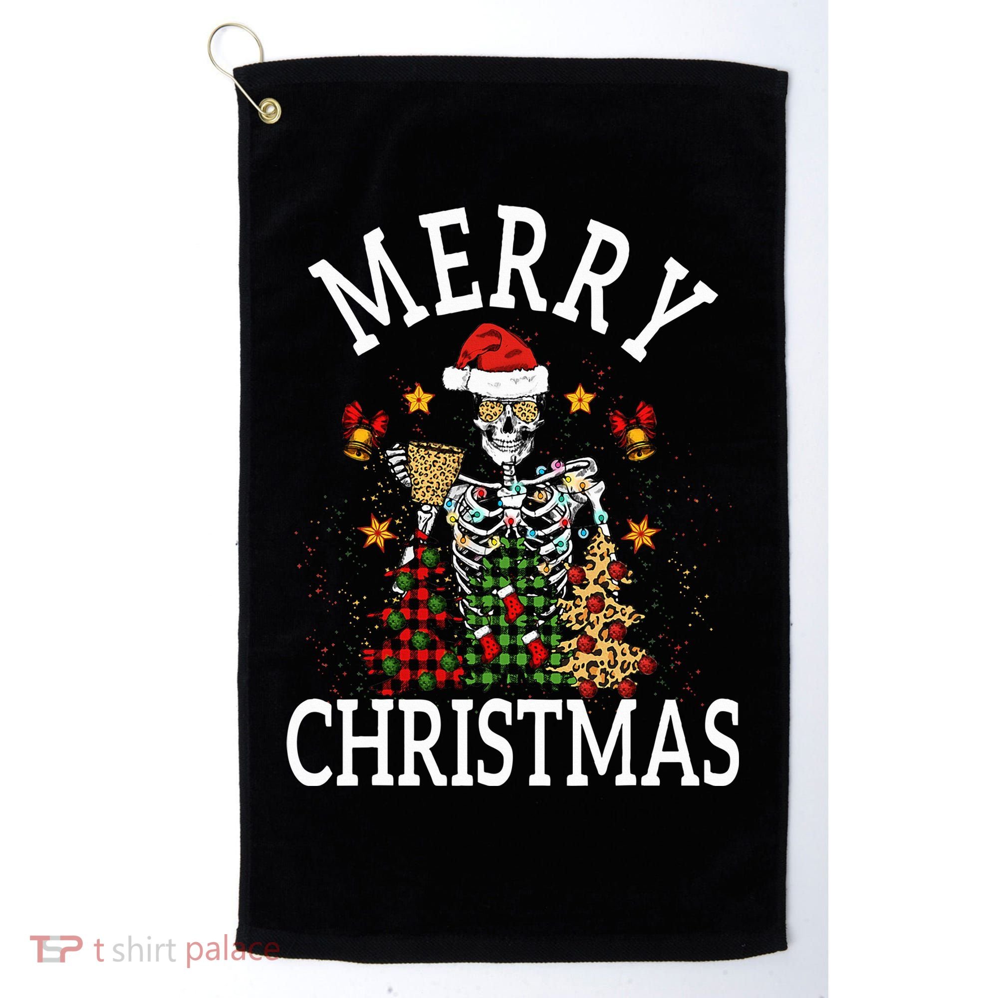 Merry Christmas Skull Skeleton funny  Golf Towel