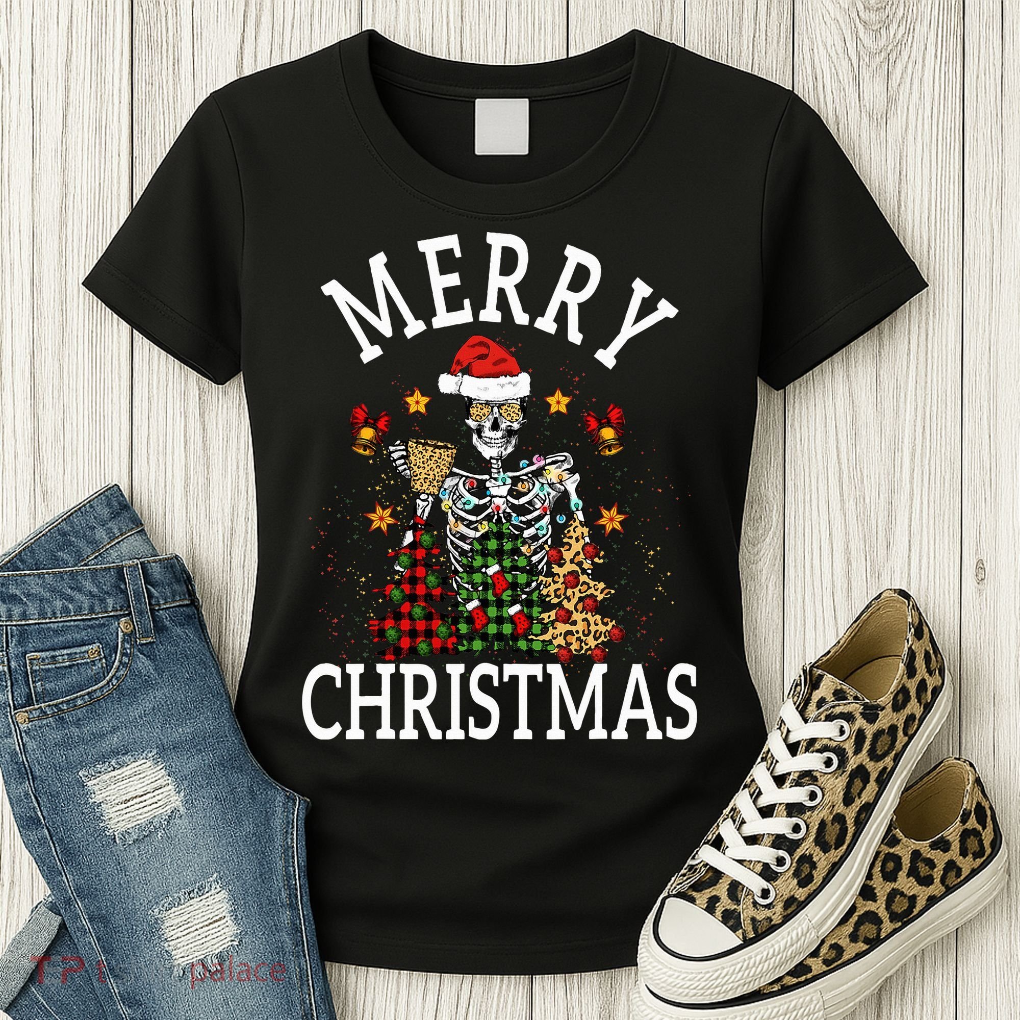 Merry Christmas Skull Skeleton funny  Women's T-Shirt