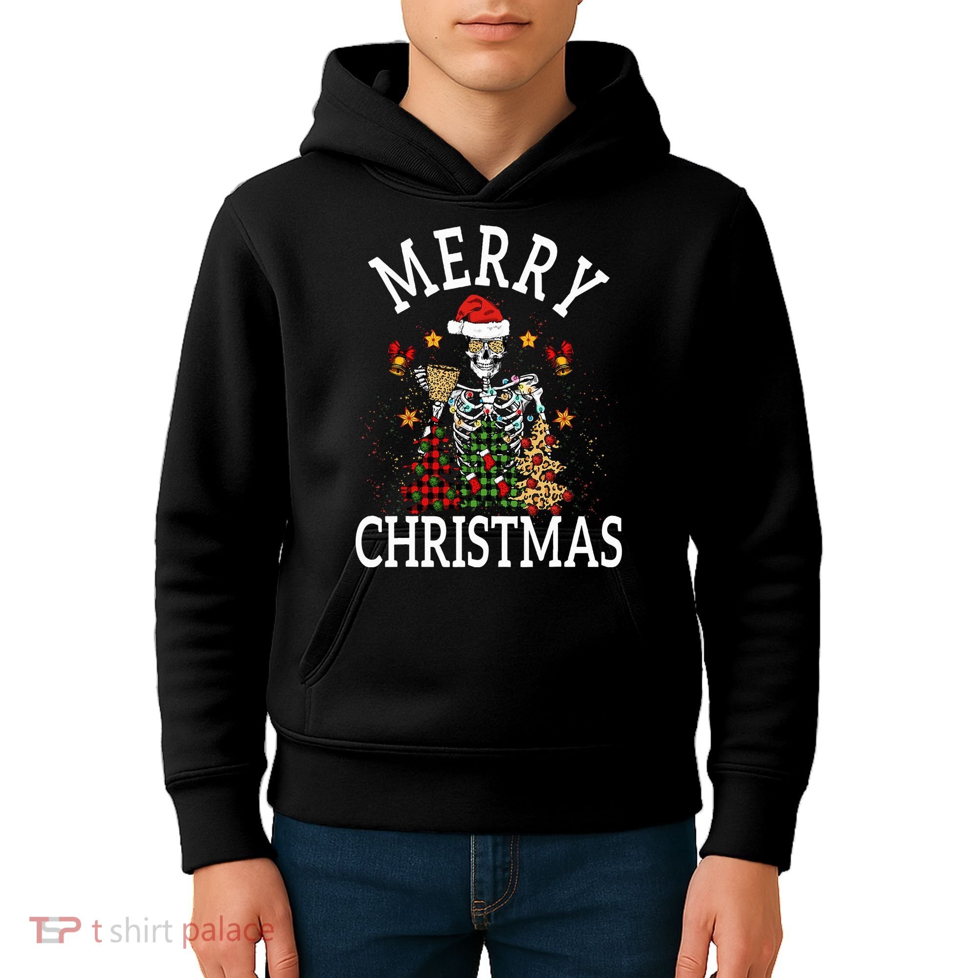 Merry Christmas Skull Skeleton funny  Kids Hoodie