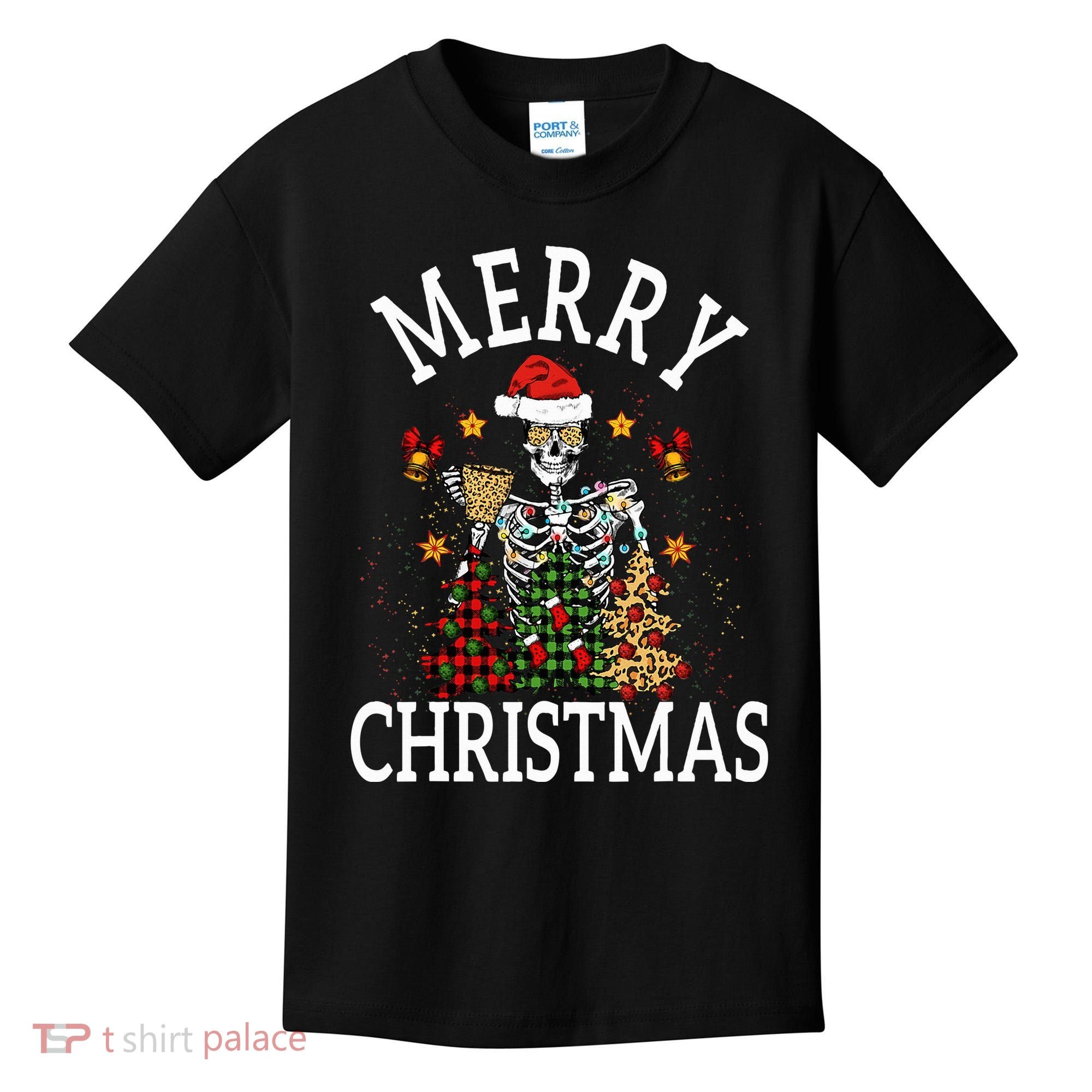 Merry Christmas Skull Skeleton funny  Kids T-Shirt