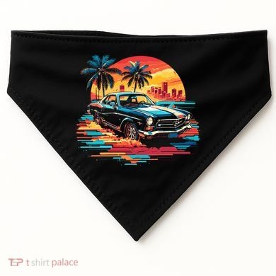 Miami Car Str Sunset Cool Graphic Design USA-Made Doggie Bandana