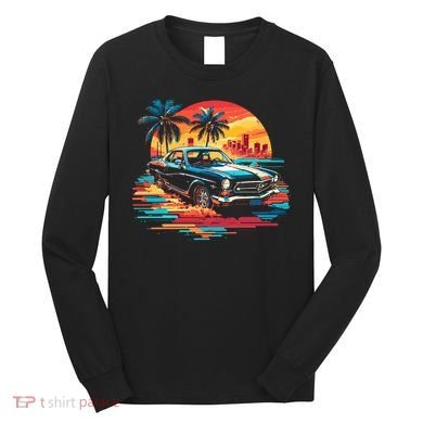Miami Car Str Sunset Cool Graphic Design Long Sleeve Shirt
