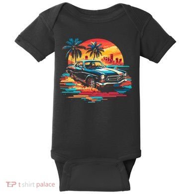 Miami Car Str Sunset Cool Graphic Design Baby Bodysuit