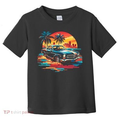 Miami Car Str Sunset Cool Graphic Design Toddler T-Shirt