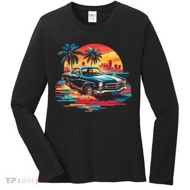 Miami Car Str Sunset Cool Graphic Design Women's Long Sleeve Shirt