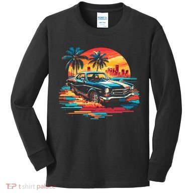 Miami Car Str Sunset Cool Graphic Design Kids Long Sleeve Shirt