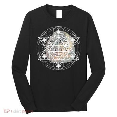 Metatron Cube Sacred Geometry Spiritual Yoga Long Sleeve Shirt
