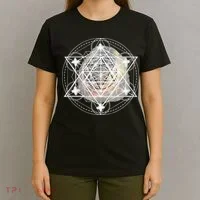 Metatron Cube Sacred Geometry Spiritual Yoga T-Shirt thumb 4