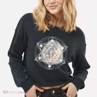 Metatron Cube Sacred Geometry Spiritual Yoga Cropped Pullover Crew thumb 2