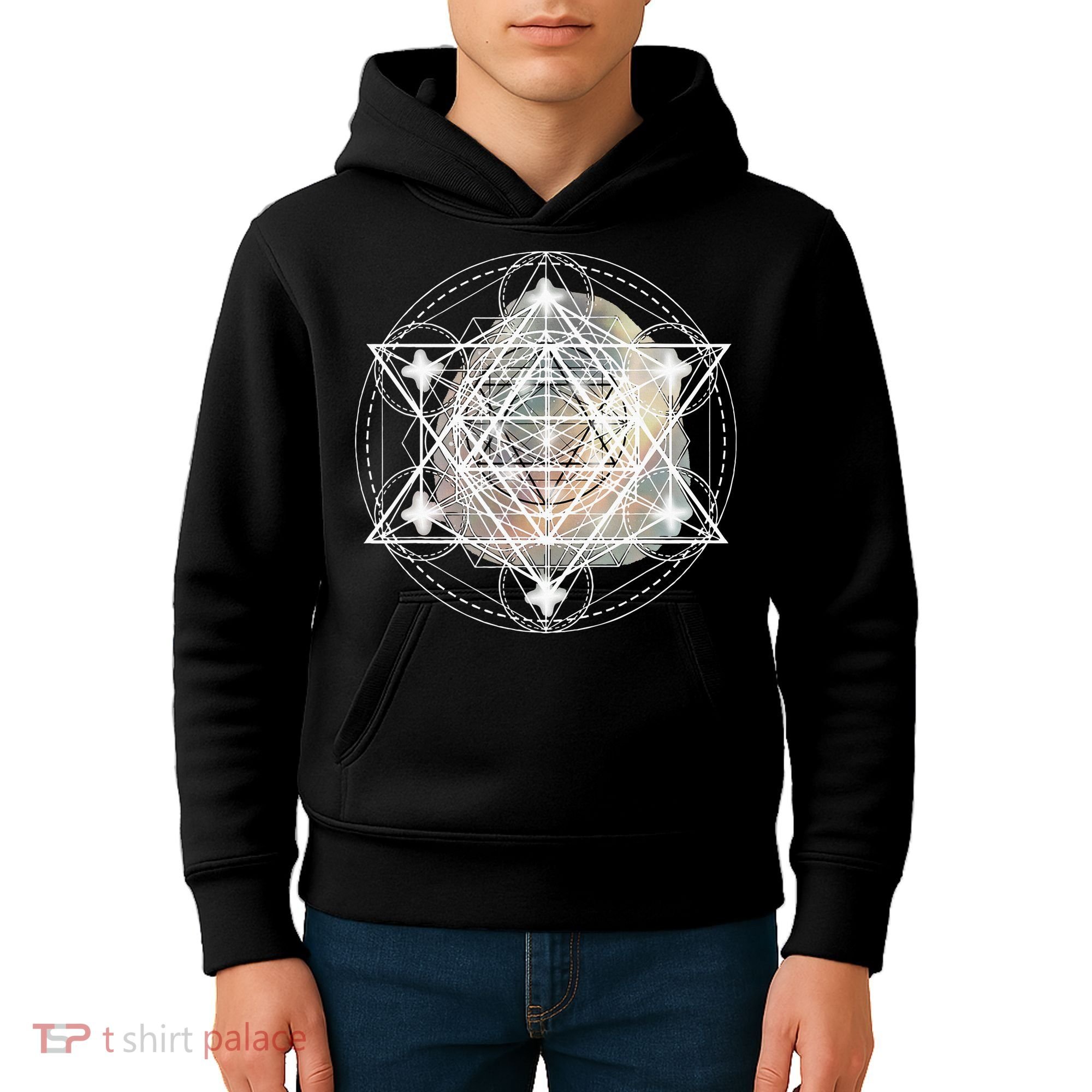 Metatron Cube Sacred Geometry Spiritual Yoga Kids Hoodie