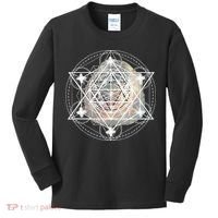 Metatron Cube Sacred Geometry Spiritual Yoga Kids Long Sleeve Shirt thumb 0