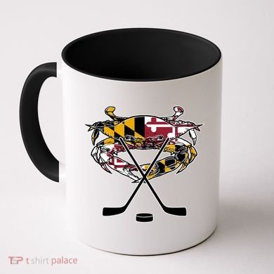 Maryland Crab State Pride Flag Gift Ice Hockey And Blue Crab Gift Coffee Mug