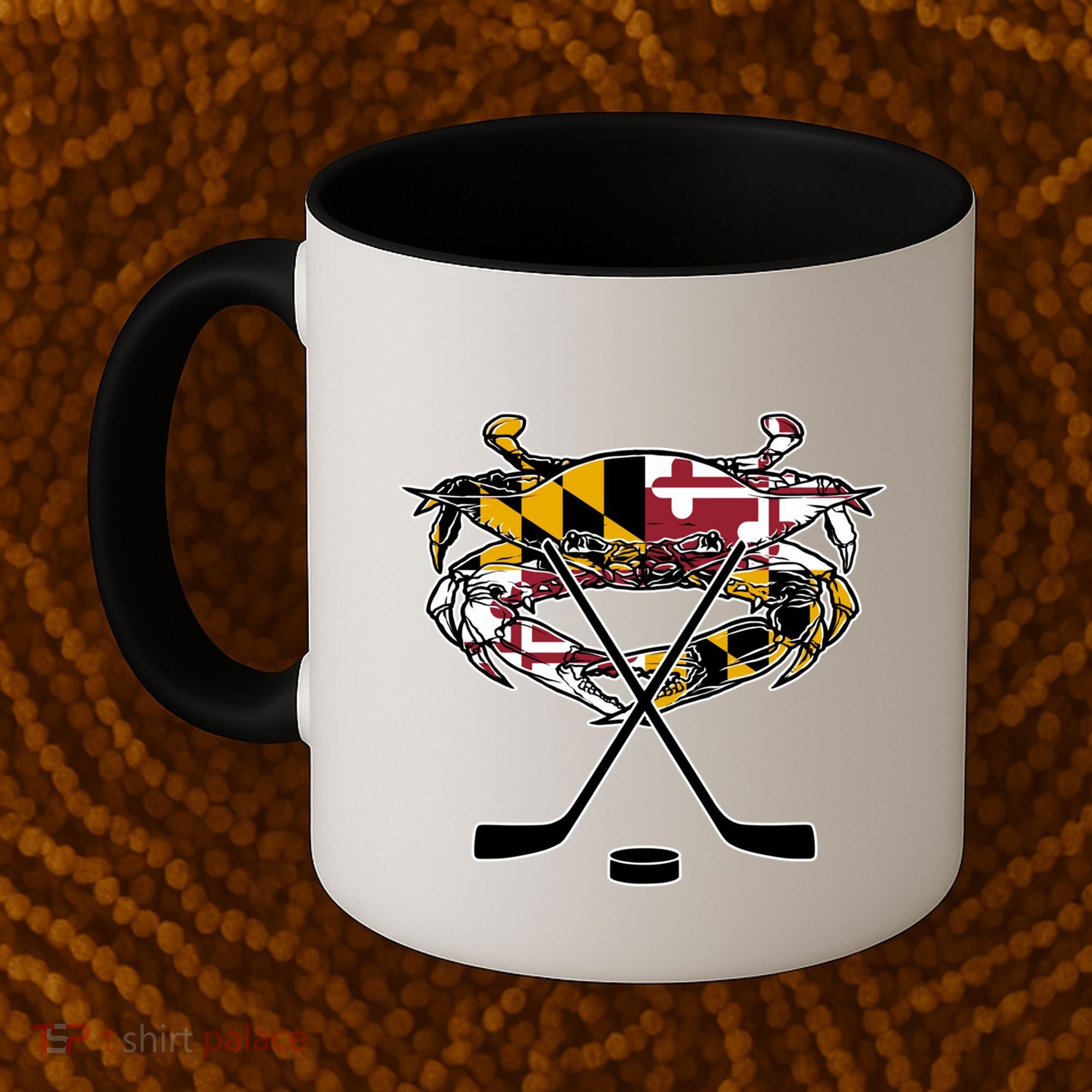 Maryland Crab State Pride Flag Gift Ice Hockey And Blue Crab Gift Coffee Mug