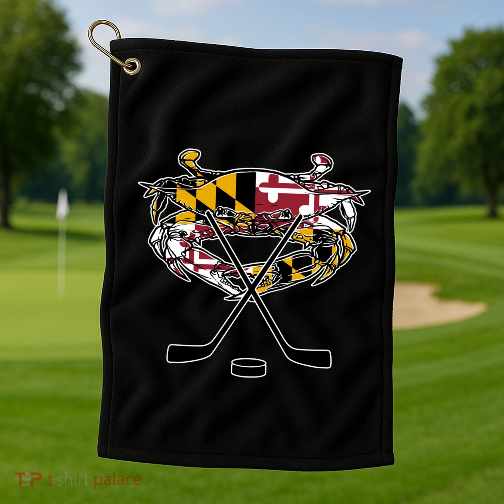 Maryland Crab State Pride Flag Gift Ice Hockey And Blue Crab Gift Golf Towel