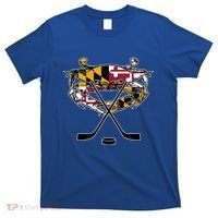 Maryland Crab State Pride Flag Gift Ice Hockey And Blue Crab Gift T-Shirt thumb 0