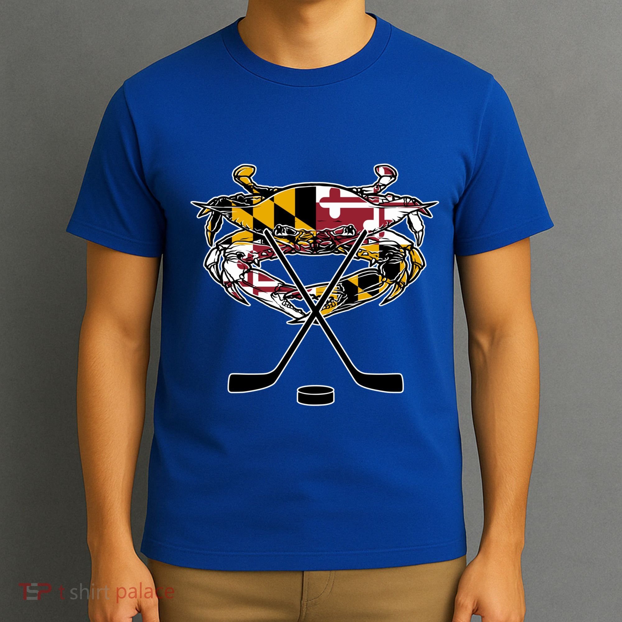 Maryland Crab State Pride Flag Gift Ice Hockey And Blue Crab Gift T-Shirt