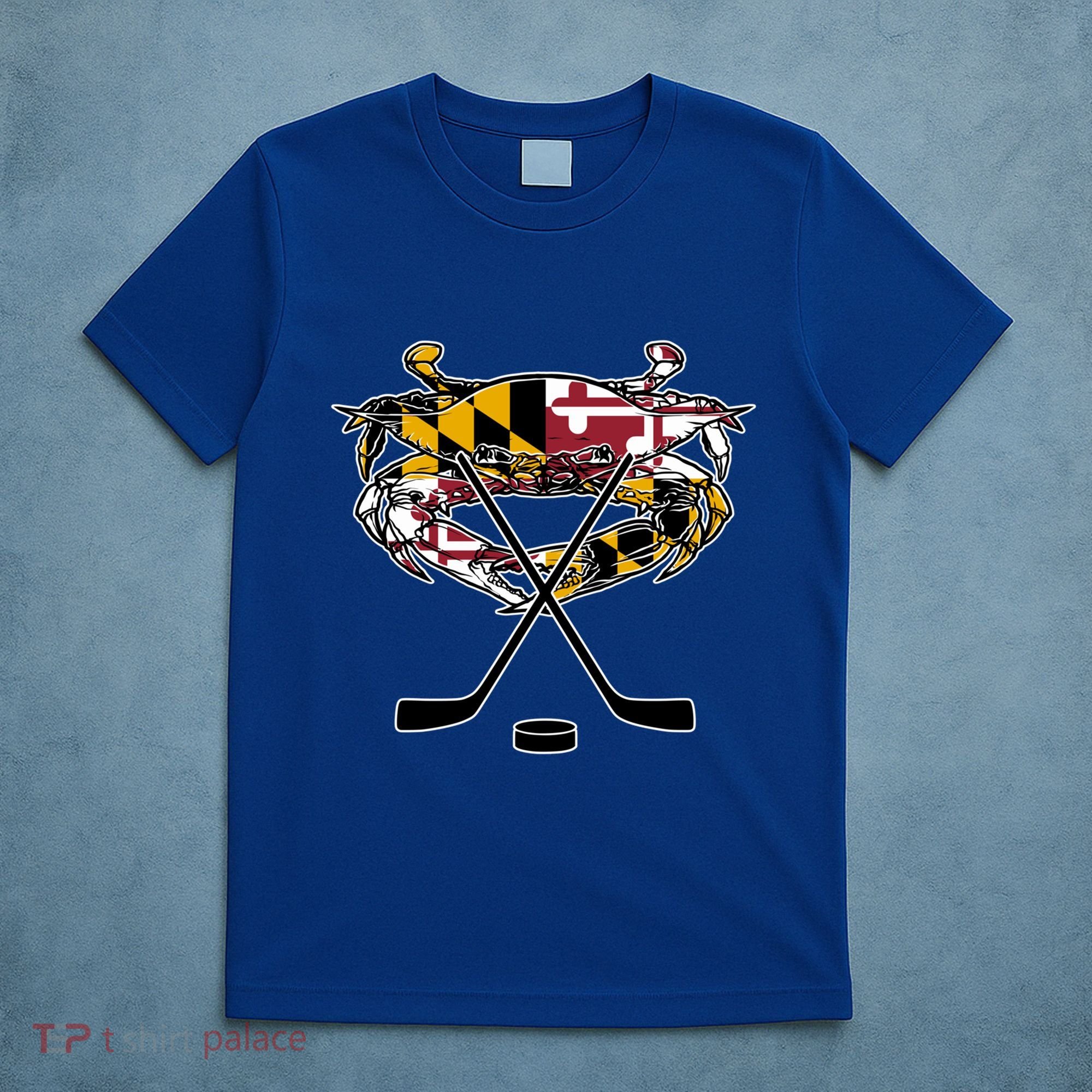 Maryland Crab State Pride Flag Gift Ice Hockey And Blue Crab Gift T-Shirt