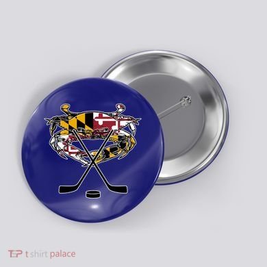 Maryland Crab State Pride Flag Gift Ice Hockey And Blue Crab Gift Button
