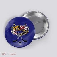 Maryland Crab State Pride Flag Gift Ice Hockey And Blue Crab Gift Button thumb 0