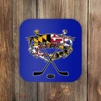 Maryland Crab State Pride Flag Gift Ice Hockey And Blue Crab Gift Coaster thumb 0