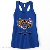 Maryland Crab State Pride Flag Gift Ice Hockey And Blue Crab Gift Women's Tank Top thumb 0