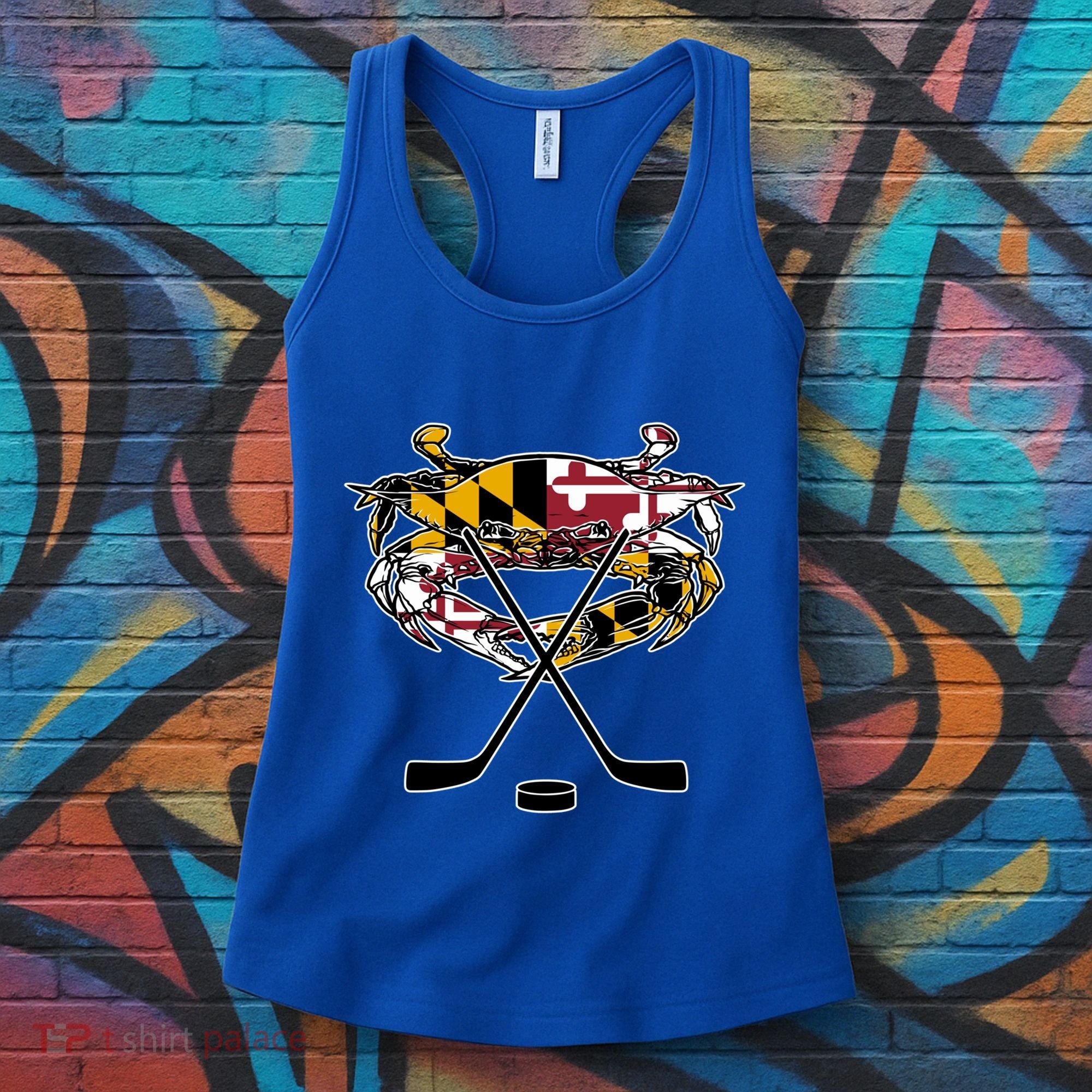 Maryland Crab State Pride Flag Gift Ice Hockey And Blue Crab Gift Women's Tank Top