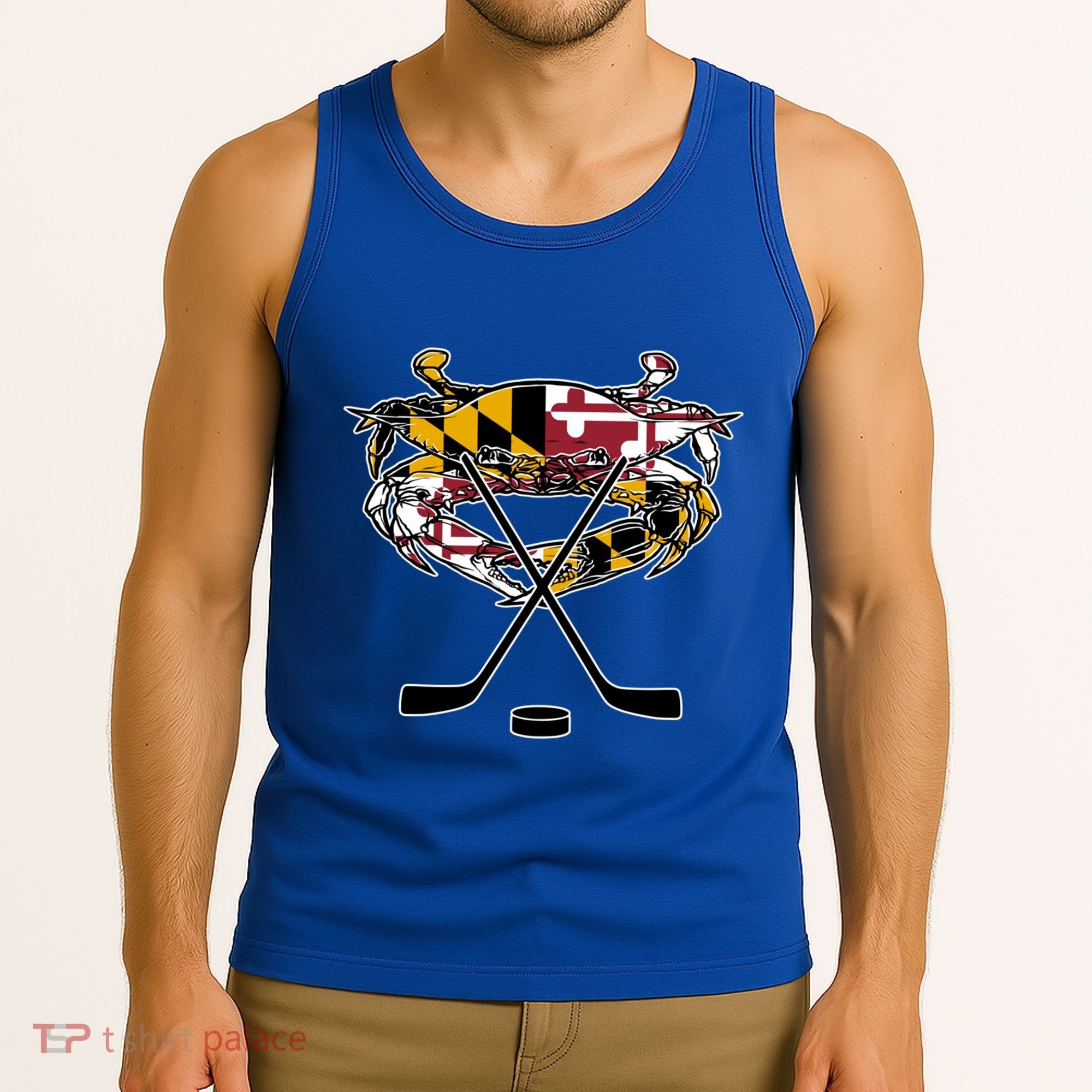 Maryland Crab State Pride Flag Gift Ice Hockey And Blue Crab Gift Tank Top