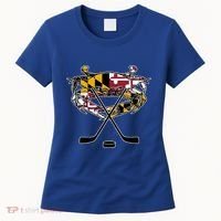 Maryland Crab State Pride Flag Gift Ice Hockey And Blue Crab Gift Women's T-Shirt thumb 0