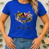 Maryland Crab State Pride Flag Gift Ice Hockey And Blue Crab Gift Women's T-Shirt thumb 2
