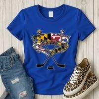 Maryland Crab State Pride Flag Gift Ice Hockey And Blue Crab Gift Women's T-Shirt thumb 3