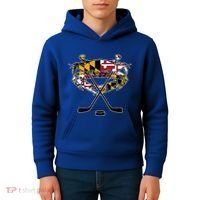 Maryland Crab State Pride Flag Gift Ice Hockey And Blue Crab Gift Kids Hoodie thumb 4