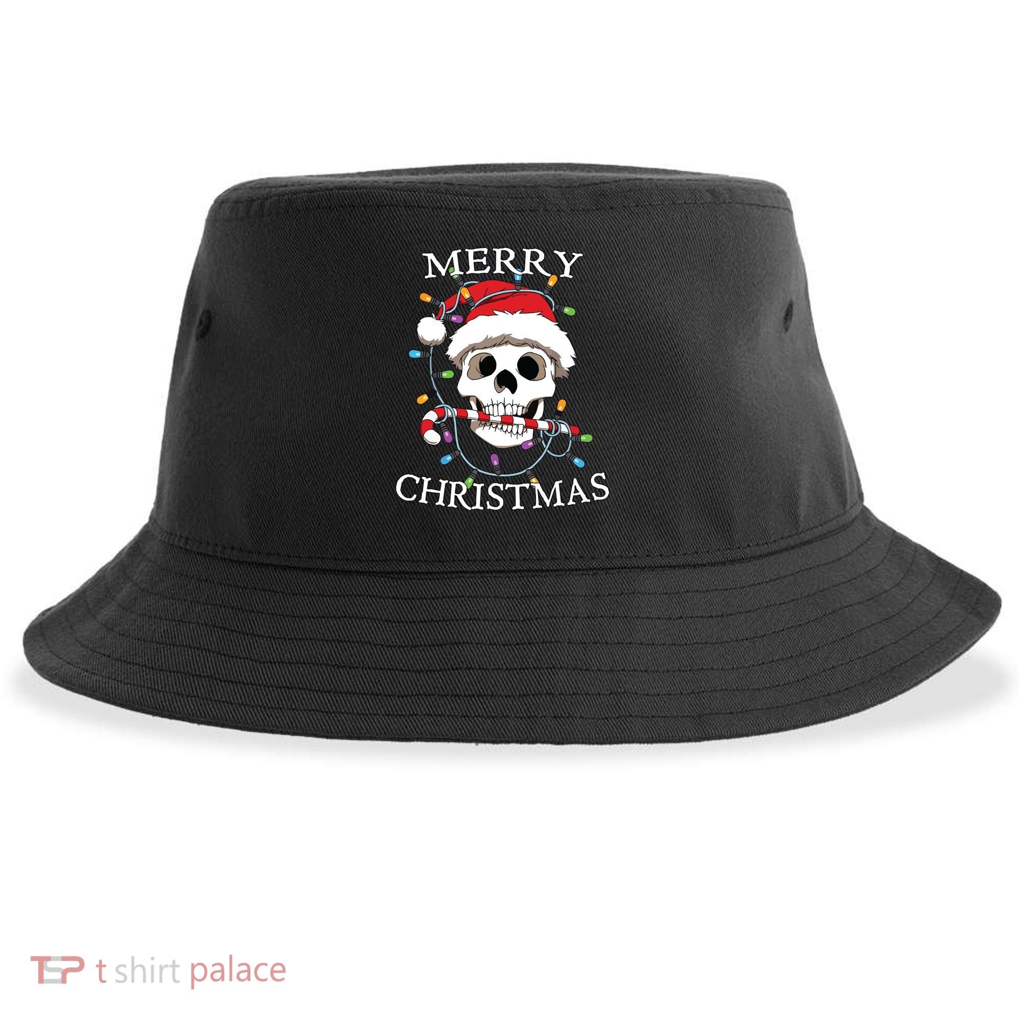 Merry Christmas Skull Skeleton Sustainable Bucket Hat