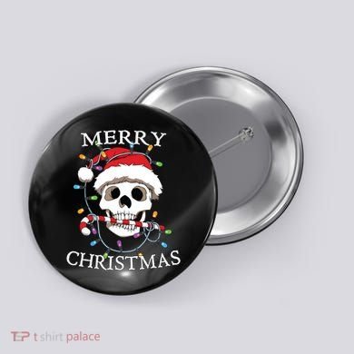 Merry Christmas Skull Skeleton Button