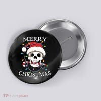 Merry Christmas Skull Skeleton Button thumb 0