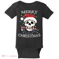 Merry Christmas Skull Skeleton Baby Bodysuit thumb 0