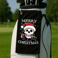 Merry Christmas Skull Skeleton Golf Towel thumb 2