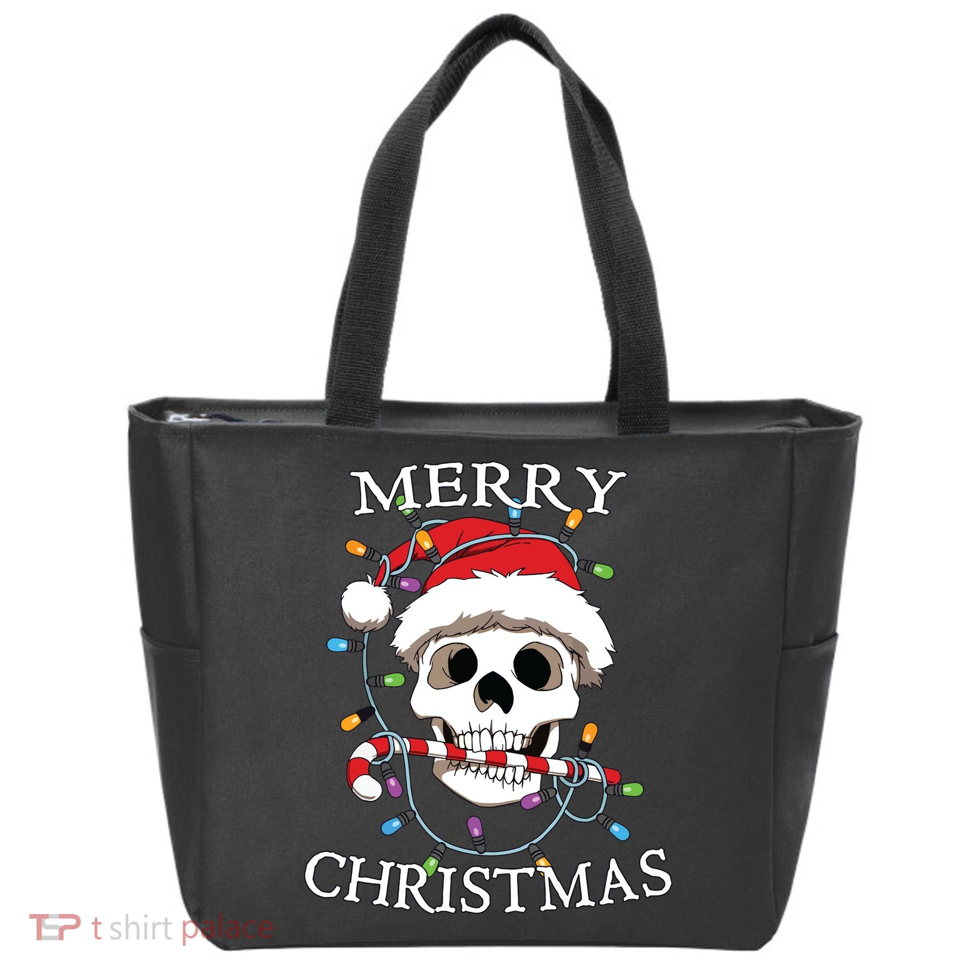Merry Christmas Skull Skeleton Tote Bag